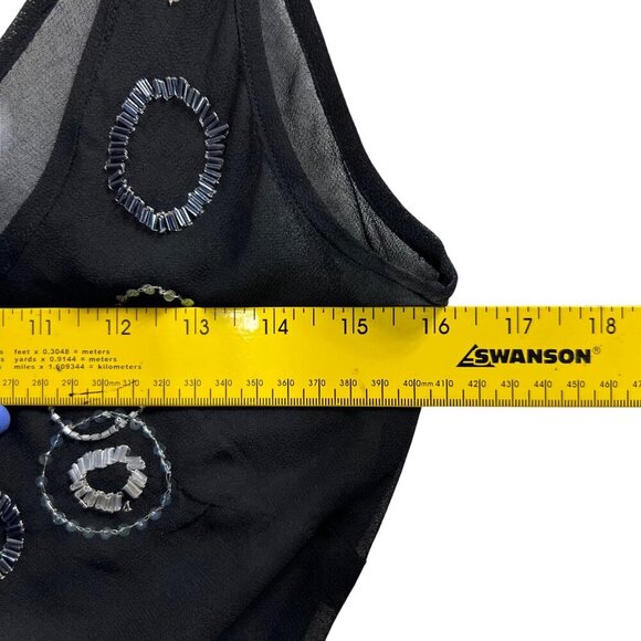 Y2K  Womens 8 Sheer Black Top Sequin Embellishment Tank By TU Artsy Fairy Goth - Picture 6 of 9